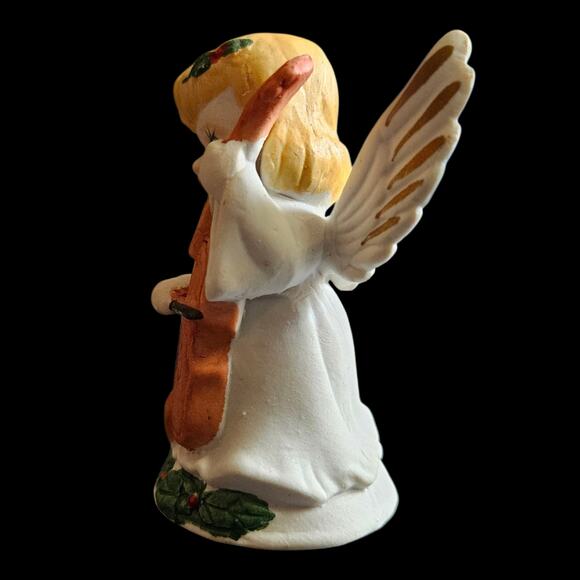 Vintage Lefton Angel Bell Playing Cello Christmas Figurine Porcelain Japan - Picture 4 of 6